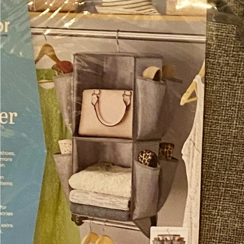 NWT Whitmor Rotating Closet Organizer. 12 pockets, 2 shelves, rod for hanging.